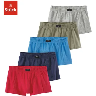 H.I.S. Boxer H.I.S "Boxershorts für Jungen", Jungen, Gr. 92, 5 Stk., bunt (rot, blau, khaki, marine, grau, meliert), Jersey, Obermaterial: 95% Baumwolle, 5% Elasthan, unifarben, körpernah, Unterhosen, farblich sortiert oder nur schwarz