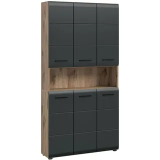 xonox.home Mehrzweckschrank Ice Nox Oak Nachbildung schwarz matt – Maße cm B: 90 H: 185