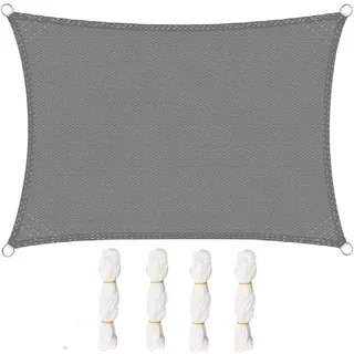 Woltu Sonnensegel Rechteck HDPE 200 x 300 cm Grau