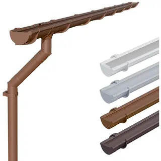 Inefa Dachrinnen Set Kunststoff NW 125 halbrund 8 m Braun