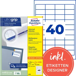 Avery Zweckform Universaletiketten 4780 Weiß 48,5 x 25,4 mm 30 Blatt 1200 St.