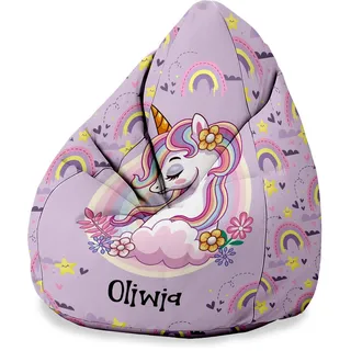 DreamRoots Personalisierte Sitzsack Kinder mit füllung - Personalisierte Geschenke Kinder - Sitzsack Kinderzimmer 70x70x105 cm - Bean Bag Kinder - Kindersitzsack
