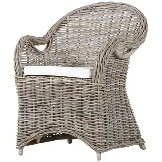 Möbel Kraft Sessel Hiding Rattan 64 x 88 x 67 cm Grau mit Kissen