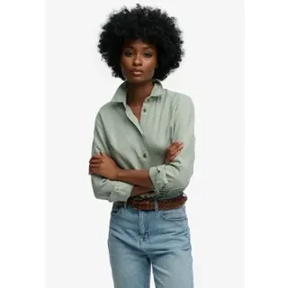 Superdry für Damen. W4010587A Prmium Leinenhemd grün (M), Lässig, Langarm