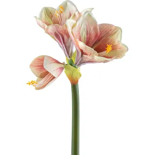 CREATIV green Amaryllis 68cm in rosa I Amaryllis künstlich mit naturgetreuen Blüten I hochwertige & stilvolle Real Touch Kunst-Amaryllis I Kunstblume Amaryllis ideal als Indoor- oder Weihnachtsdeko