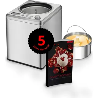 Unold 488809 Eismaschine Profi Plus inkl. Eisbuch mit 101 Rezepten | Speiseeisbereiter 2.5 L, Edelstahl, vollautomatischer, selbstkühlender Kompressor, 250 W
