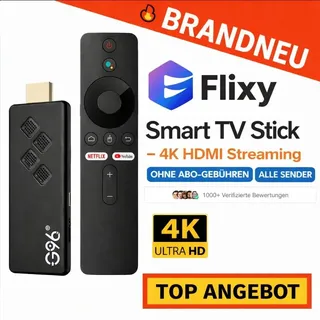 FlixyTM Smart TV Stick - 4K HDMI Streaming | Ohne Abo-Gebühren | Alle Sender