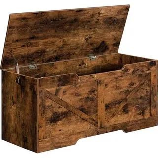 Truhenbank mit Stauraum und Deckel, Spielzeugkiste, 100cm, Dunkelbraun