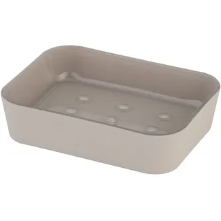 axentia Lena, Badaccessoire, Seifenablage gummiert, Ablage für Seifenstücke, Badausstattung mit Abtropfnoppen, Taupe Seifenschale, Edelstahl, 11.8 x 8.9 x 2.8 cm