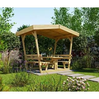 Weka Sitzlaube »Wörthersee« - 300x203x238cm - grau - Holz / Polyester / Baumwolle