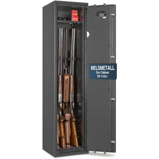 Waffenschrank EN 1143-1 Klasse 0 mit 4 Waffenhaltern, Waffentresor mit Schlüsselschloss, Tresor für Langwaffen, Kurzwaffen und Munition, Grad 0