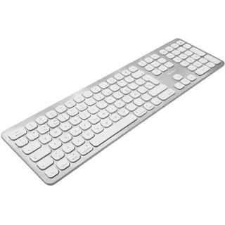 Macally BTWKEYMB-ES, erweiterte Quick-Switch Bluetooth Funk-Tastatur für Mac, PC, iOS und Android, Ziffernblock, SPANISCHES Layout, Alu-Design - Weiß