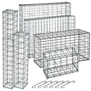 Gabionen - Drahtstärke 3.5 mm, mit Spiralverbindungen und Distanzhalter, verzinkter Stahl, Setwahl - Steinkörbe, Steinzaun, Steinkorb, Gabionenkörbe, Steingabionen, Drahtkorb Gabione, Zaun