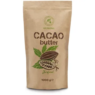 Kakaobutter 1kg/1000g - Pure Kakaomasse - Kaltgepresst - Unraffiniert - Theobroma Cacao - Kakao Butter in Stücken - Cacao Butter für Speisen und Hautpflege - Roh Cacaobutter zum Kochen und Backen