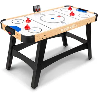 SereneLife Airhockey Tisch mit Luft – Air Hockey Spieltisch ideal als Gamer Tisch – Tischhockey für lustige Tischspiele mit Airhockey Pucks & Schieber – Robuste Air Hockey Tische Kinder & Erwachsene