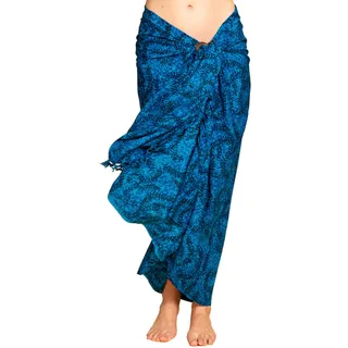 PANASIAM Sarong Tuch Blautöne - Pareo blickdicht aus Viskose - Wickelrock | für Damen & Herren, als Strandtuch, Lunghi oder luftiges Strandkleid, leichtes Bikini Cover-up, handgefertigtes Unikat - 190x116cm