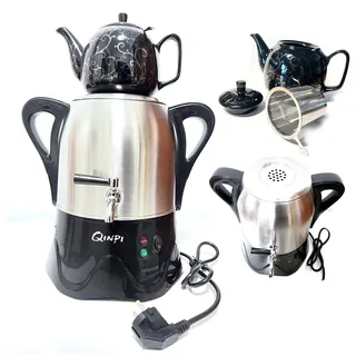 Türkisches Teekannen-Set, elektrischer Samowar-Teekocher aus Edelstahl, 1-l-Teekanne und 3-l-Wasserkocher, Doppelte Teekannen, mit Teefilter und Deckel, moderner Familienstil, mit Warmhaltefunktion
