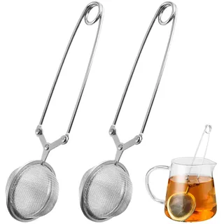 2 Stück Teeei für losen Tee Ei für losen Tee Sieb,Teesieb für losen Tee Teleskopgriff,Teeei Edelstahl Teezange,Tea Infuser Teekugel (4.5×16cm),Gewürze Usw Des Rostfreiem Filtres mit Handle