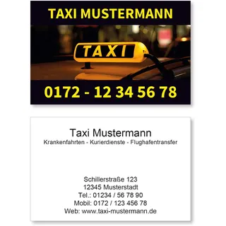 1000 Visitenkarten für Taxi Kurier Transport - 350g Bilderdruck matt