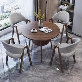 Konferenztisch-Set mit Stühlen – kleiner runder Konferenzraumtisch für Büro, Küche oder Esszimmer – doppellagiges Design für Business und Kaffee