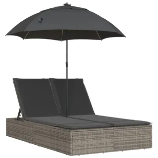 vidaXL Sonnenliege Doppelliege 200 x 59 x 29 cm Grau
