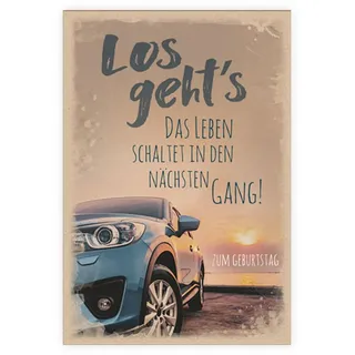 KE - Lustige Geburtstagskarte für Männer mit Spruch, DIN B6 Klappkarte, Inklusive Umschlag - Motiv: Auto