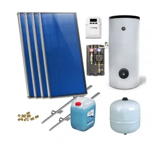 Sunex Flachkollektoren Warmwasser Solarpaket 4 Kollektoren Speicher Flachkollektor
