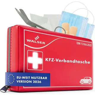 WALSER Erste Hilfe Set Auto 2026, Verbandskasten Auto Auszeichnung *, KFZ Verbandskasten 2026 europaweit nutzbar Erste Hilfe Kasten, KFZ Verbandsta...