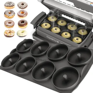 ZauberFry Donuteinsatz kompatibel mit Tefal OptiGrill XL, Elite XL, Plus + XL, Elite Plus XL, Backschaleneinsatz aus Silikon, 8 Donuts, Zubehör (Donuteinsatz, Für OptiGrill XL)