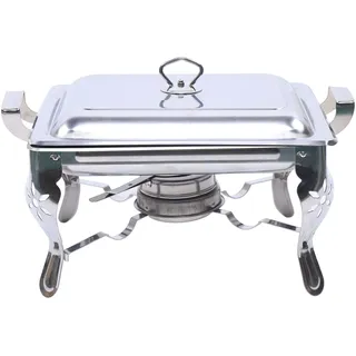 NadineDutol Warmhaltebehälter Essen,Edelstahl Chafing Dish,Speisenwärmer Edelstahl Chafing Dish + Deckel für Catering Buffet und Party (6L Einzelgitter)