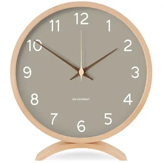 Maxspace Tischuhr Analog, 21cm Holz Batteriebetrieben, Ohne Ticken für Schlafzimmer Büro Wohnzimmer Deko Modern