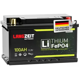 LANGZEIT Batterien LiFePO4 100Ah 12V Lithium Batterie Wohnmobil