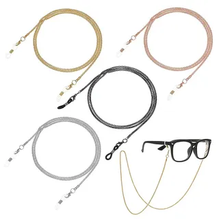 LIPIODOL 4 Stücke Gesichtsschutz Brillenkette Brillenband Lanyard mit Gummiring Ohrhaken Anti Lost Brillenband Multifunktions Lanyard Strap für Sonnenbrille Lesebrille kurzsichtigebrille Strap - Einheitsgröße