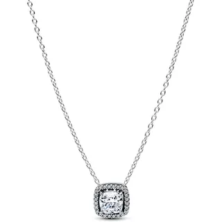 Pandora 393560C02-45 Damen-Kette Funkelndes Quadrat Heiligenschein Silber