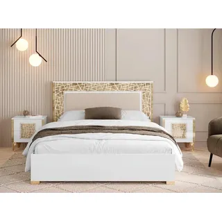 Xlmoebel Schlafzimmer-Set Komplettes Set Luxuriöses Schlafzimmer mit Nachttisch und Bett im, (3tlg. SCHLAFZIMMER SET (Bett+2 Nachttische), Hergestellt in Europa weiß