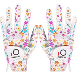 LOVMEAD Golfhandschuhe Damen Leder Linke Rechte Hand Paar, Extra Allwetter Griff 3D Performance Golf Handschuh Sommer Links Rechts rutschfest Weicher Komfort S M L XL(Bunt 1Paar, M)