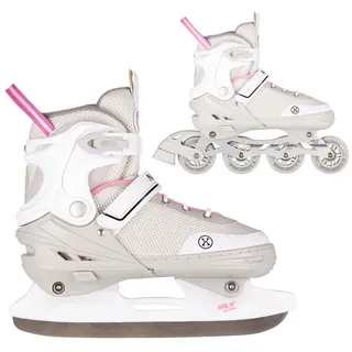 Nils Extreme 2In1 Grau-Rosa Grösse M (34-38) Inlineskates/Hockey-Schlittschuhe