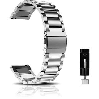 CeiBand Armband für 20MM 22MM 18MM, Metall Uhrenarmbänder, Unisex Edelstahl Uhrband Geeignet für Herren und Damen - Silber