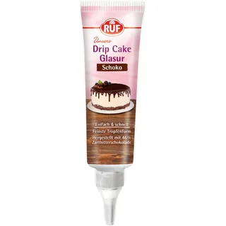 RUF Drip Cake Glasur Schoko, Schokoladen-Glasur in der Tube, zum Glasieren von Tropfen-Kuchen, Naked-Cakes, Cupcakes & Torten, glutenfrei, 1 x 125g