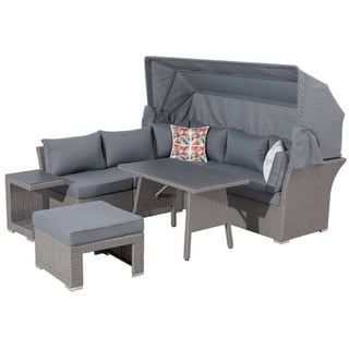 MANDALIKA Garden Gartenlounge-Set Dining Lounge Set -Daybed Relax mit Dach