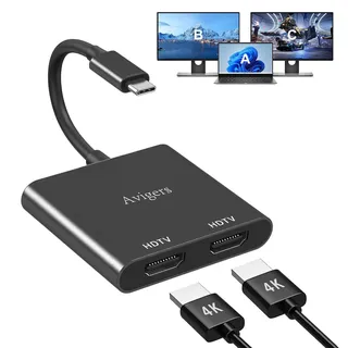 USB-C Dual-HDMI-Splitter für 2 Monitore, 4K 60Hz | Einzelanzeige bis 4K 60Hz, zwei Monitore bis 4K 30Hz, für kompatible USB-C Laptops und Tablets