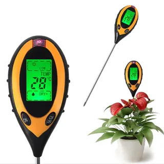 Feuchtigkeitsmessgerät Pflanzen,4 in 1 Bodenmessgerät,Digitales Bodenfeuchtemessgerät mit PH/Temperatur/Feuchtigkeit/Licht, Bodentester Feuchtigkeitsmessgerät, PH Wert Messgerät Boden,für Gartenarbeit
