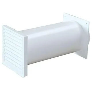 Abluft Mauerkasten weiss Ø 150 mm Teleskop Rundrohr 22 bis 48 cm Rückstauklappe *528394
