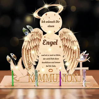 owlfun Kommunion Geschenke für Mädchen Junge,LED Holz Kommunion Geschenk ,Geldgeschenke Kommunion Konfirmation Taufgeschenke für Mädchen Jungen