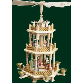 Richard Glässer GmbH Seiffen Weihnachtspyramide Tischpyramide Erzgebirge Richard Glässer Seiffen Seiffen 2-stöckig Christi Geburt bunt, 16720