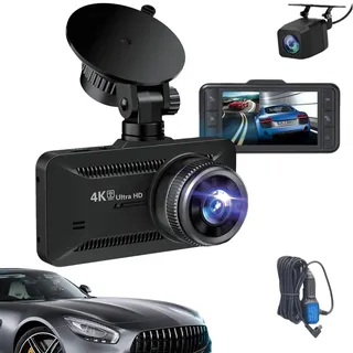 Oryzom 4k Dashcam,botslab Dashcam,Dasch-cam Auto 360 Grad 4k Kabellos,mit 3,94" Bildschirm/Vorne & Hinten/Autokamera Mit 170° Weitwinkelansicht/Nachtsicht/Parküberwachung-+1080P + Autoladegerät