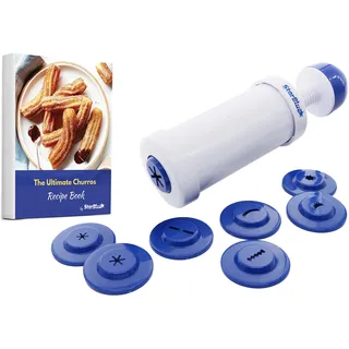 StarBlue Churrera Churro-Maschine von StarBlue mit kostenlosem Rezept-E-Book - Einfaches Werkzeug zum Frittieren von Churros in 8 verschiedenen Formen