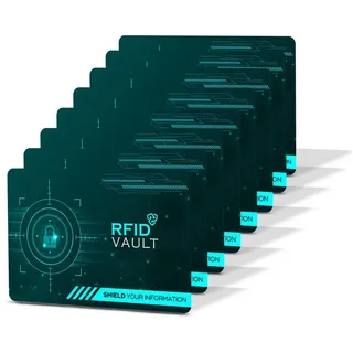 Tec-Expert Geldbörse RFID VAULT 8 Stück RFID / NFC Blockkarten Auslesen Scan Schutz Karte (8-tlg., Set aus 8x RFID / NFC Block Card), RFID Blocker Karte, NFC Block Card blau
