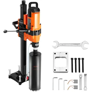 Vevor Kernbohrmaschine Diamantkernbohrgerät mit Bohrdurchmesser 2-30 cm mit Ständer und Kernbohrer, 3500 W robuster Beton-Kernbohrer, Nass- und Trockenanwendung für Beton Ziegel