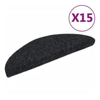 vidaXL 15 Stk. Selbstkl. Treppenmatten Nadelvlies 56x17x3cm Schwarz